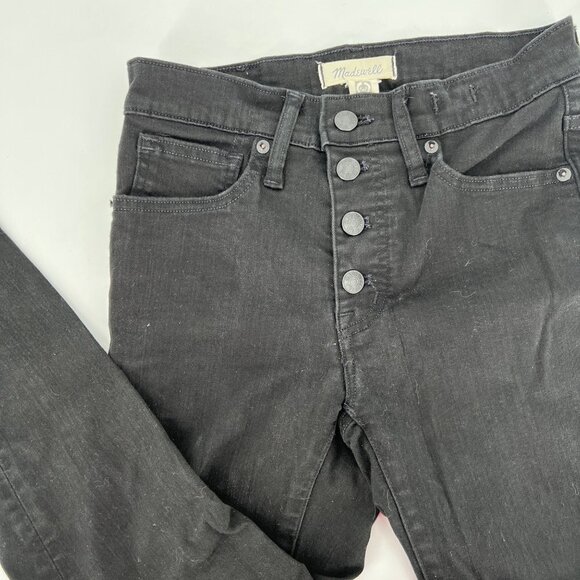 Madewell 9" Mid-Rise Skinny Jeans Black Raw Hem Exposed Button Fly Size 25 - Picture 4 of 8